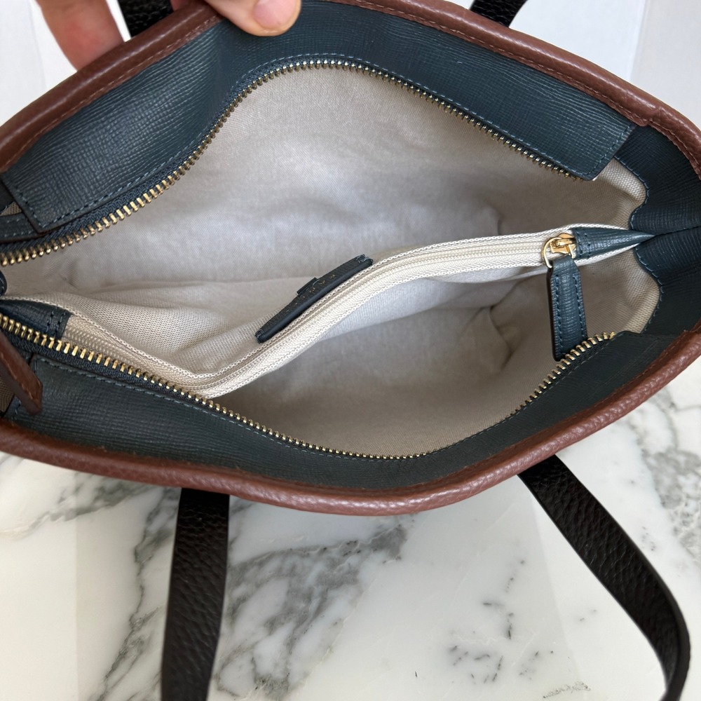 Radley London Templeton Place Blue/Brown leather Small Ziptop Grab Crossbody Bag - Picture 4 of 16